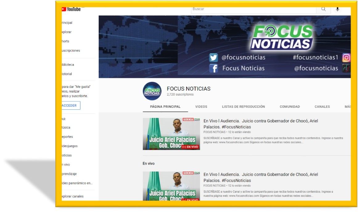 Como fallo de una tutela, comunicado por el Juzgado D&eacute;cimo Laboral del Circuito de Bogot&aacute;, D.C., se le orden&oacute; a la empresa Google Inc., levantar la suspensi&oacute;n del canal de YouTube, Focus Noticias, creado por el periodista colombiano Florencio S&aacute;nchez 