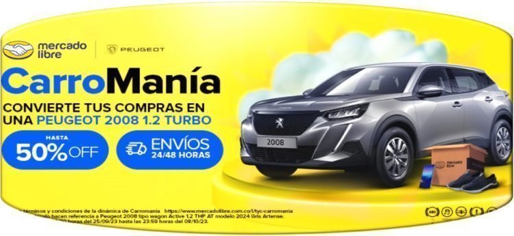 Como parte de una alianza estrat&eacute;gica que ofrecer&aacute; nuevas experiencias y oportunidades para los colombianos, Peugeot y Mercado Libre aceleran las emociones con Carroman&iacute;a, una iniciativa que premiar&aacute; la fidelidad y la fortaleza de uno de los usuarios del ecommerce con una SUV Peugeot 2008 1.2 L Turbo, modelo 2024.  