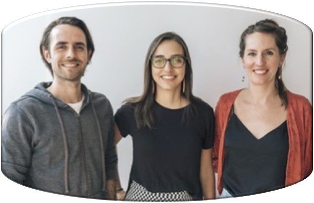 Equipo Fundador  Laboratoria. Rodulfo Prieto, Mariana Costa y Gabriela Rocha.