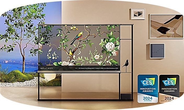 LG present&oacute; el LG SIGNATURE OLED T en el CES 2024, un televisor con pantalla transparente galardonado con cinco premios a la innovaci&oacute;n. 