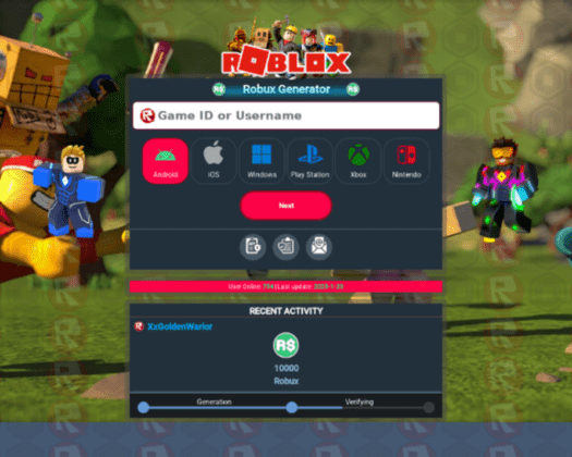 Ejemplo de página web maliciosa que imita el diseño de Roblox Ejemplo de página web maliciosa que imita el diseño de Roblox
